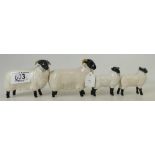 Beswick Black Faced Ewe 1765 and lambs: Ewe and Two lambs (one restored) and two black faced lambs
