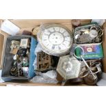 A mixed collection of metal ware items: Items including watch and clock faces, cases and movements,