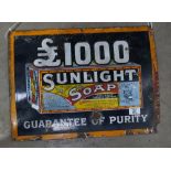 Advertising sign:Early 20th Century enamel on steel shop advertising sign - Sunlight Soap