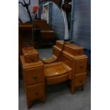 Dressing table: 1930s golden oak oval mirrored dressing table