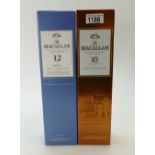 A collection of whisky comprising: The Macallan 10yo (Sherry oak) 70cl and The Macallan 12yo 70cl.