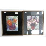 Paul Allier,a pair of prints of vases and flowers:in frames,