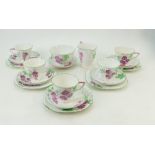 Foley China part teaset: decorated with flowers (18)