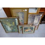 A Collection of framed prints: together with H.Bettley 1928 still life study.