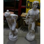 Greek Garden Ornaments: Greek/Roman style statue/ garden ornaments of man and lady (2)