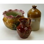 A collection of large items: Including a Majolica style large planter,