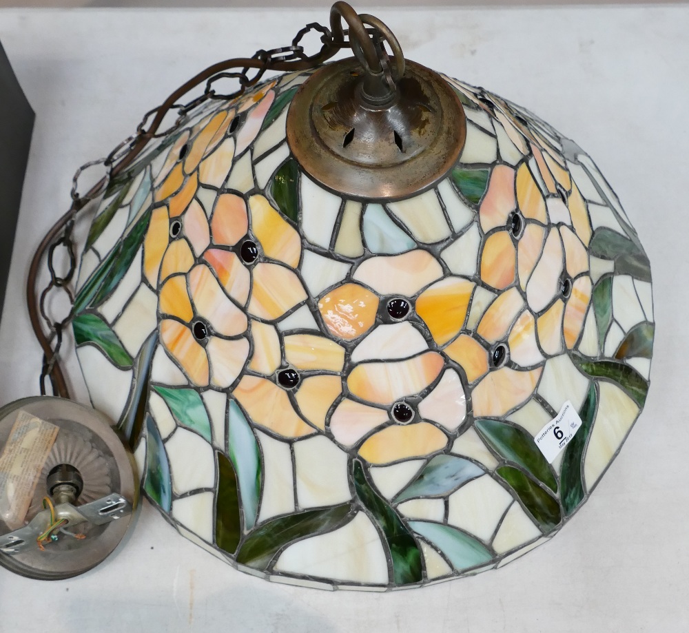 Large Modern leaded glass ceiling light shade: Shade diameter 46cm.