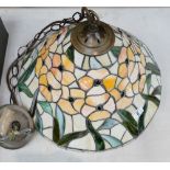 Large Modern leaded glass ceiling light shade: Shade diameter 46cm.