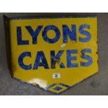 Advertising sign: Early 20th Century enamel on steel shop advertising sign - Lyons Cakes