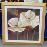 Large Modern Framed Floral Still Life Study: frame size 95cm x 95cm