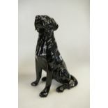 Beswick figure of a large fireside black Labrador dog 2314: Labrador has been repainted.