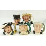 A collection of Royal Doulton large character jugs: Items to include Lawyer D6498,