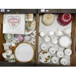 Tray lot: Containing vegetable face dishes, decorative plates, Royal Grafton Christmas bells,