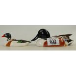 Two Ducks: Beswick Peter Scott Shelduck 1527 - Duck restored together with large Sylvac Shoveler