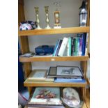 A large mixed collection of items to include, framed mixed media, telephone in Union Jack design,