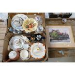 Tray Lot including Aynsley Orchard Gold: Orchard Gold sandwich plate, Royal Worcester egg coddlers,
