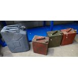 4 vintage petrol canisters