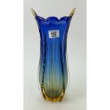 Murano glass vase: A fluted Mid Century glass vase by Murano, height 35cm.