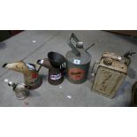 5 vintage oil canisters: Mobil and Aladdin etc (5)