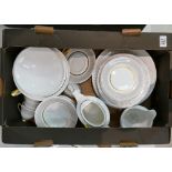 A collection of Royal Albert Capri patterned dinnerware: Including dinner plates, coffee pot,