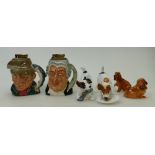 A collection of Royal Doulton items: including Poacher and The Lawyer character jug lighters,