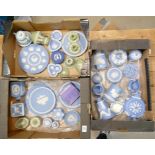 A mixed collection of Wedgwood Jasperware: including vases, sweet boxes, teapot, ashtrays,