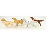 Four dogs: Beswick Tan Irish Setter 966, Grey Irish Setter 966,