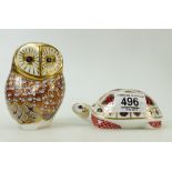 Royal crown Derby seconds figures: Barn Owl and Tortoise (2)