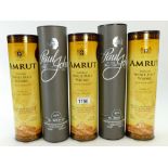 A collection of whisky to include: 3 x Amrut Indian Malt 46% 70cl and 2 x Paul John Bold 70cl.