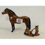 Two Beswick Ponies: Beswick Dartmoor Pony 1642 and foal Another Star.