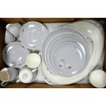 Royal Doulton Frost Pine patterned Dinner / teaware: Items to include serving platers, plates, cups,