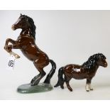 Beswick horses: Welsh Cob 1014 together with Beswick Woolly Shetland Mare 1033.