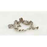 Silver charm bracelet: with 5 charms ,