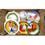 Four Wedgwood Clarice Cliff Bizarre Plates: Together with a Wedgwood Clarice Cliff Bizarre Small