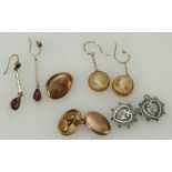 A collection of gold and silver cufflinks and earrings: Cufflinks and earrings - approx 4 sets,