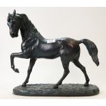 Large Austin Sculpture bronzed resin figure: Resin figure of a black stallion.