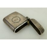 Silver vesta case: Match vesta hallmarked B'ham 1913, hammered finish, worn,