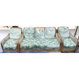 Art Deco 1920/30's walnut & burr walnut bergere 3 piece suite,