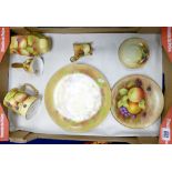 A Collection of Healacraft handpainted fruit items: comprising plates, vases, urn & cover, etc.
