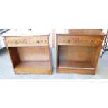 Oak furniture: 2 Oak priory style small bookcases with 2 draw tops.