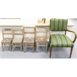 Oak child desk chairs: together with later upholstered item(5)