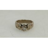 18ct white gold and solitaire diamond ring: Ring size F, 5.1 grams.