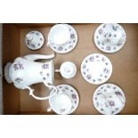 Royal Albert Sweet Violets Coffee Set: Part Set to include coffee pot, cups & saucers.