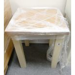 Light Oak Topped painted occasional table: painted cream legs