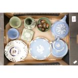 Wedgwood Jasperware: includes teapot, vases, ashtray, bowls, plates,