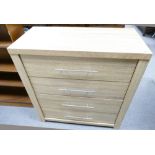 Modern Light Oak Chest of 4 drawers: