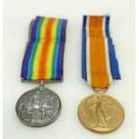 WWI pair medals: Pair WWI medals awarded to 25179 Pte D.M. Mackrory, West Riding regiment.