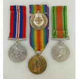 A collection of medals: Medals including three second world war medals and North Atlantic Treaty