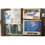 A collection of Provini, Airfix & Matchbox model kits to inlcude : Team Panasonic Raleigh Push Bike,