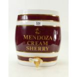 Large Pottery Sherry decanter/ Barrel: Mendoza Cream Sherry branding to front